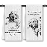 CosxHabitat Funny Golden Retriever Kitchen Dish Towels, Gifts for Golden Retriever Lovers, Dog Lovers Mom Dad Owner Gifts Decorative Hand Tea Towels for Kitchen, 16x24 Inches Set of 2