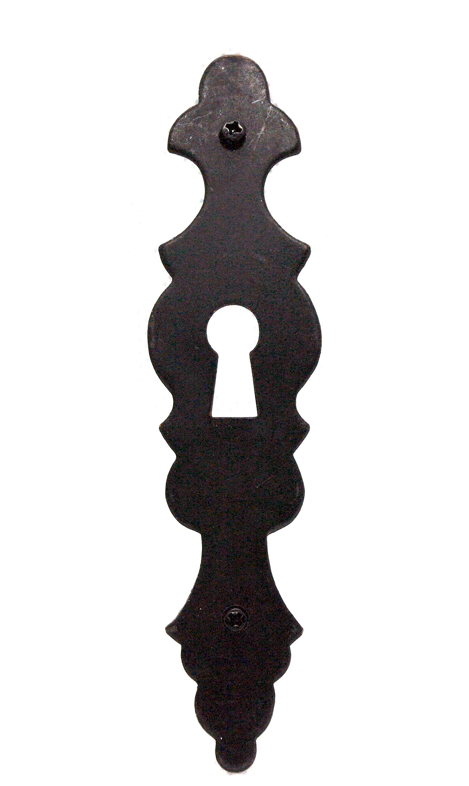 KeyHole Cover Black 105mm length x 26mm Width x 1.2mm Thick Antique Vintage or Rustic style Galvanised finish with Fittings Pack of 1 (1 Antique Style Keyhole)