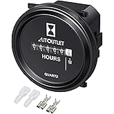 AUTOUTLET Quartz Hour Meter 6V-80V, Round Waterproof Gauge for Boat, Auto, ATV, UTV, Snowmobile, Lawn Tractors, Generators -