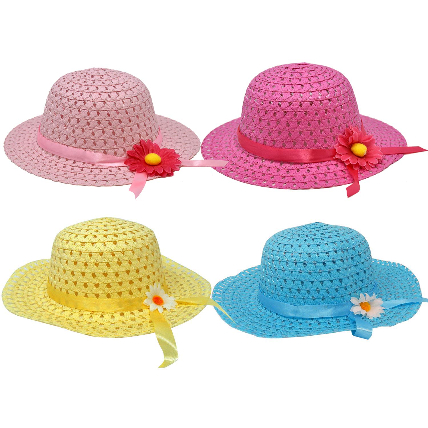 Gift Boutique 4 Pack Girls Tea Party Hats Assortment Sunhat for
