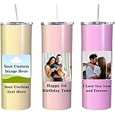 Ships Next Day, Personalized Tumbler with Picture, Custom 20oz Insulated Stainless Steel Tumbler Cup with Photo, Personalized Gifts For Women Men Family Mother's Day Gift Personalized Tumblers Gift