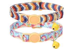 Lucarni Cat Collar,2 Pack cat Collar with Bells,cat Collar Breakaway，Adjustable Kitten Collar for boy Girl Cats(7-12 inch),Perfect Pet Supplies,Accessories (Orange)