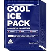 Food Ice Packs for Coolers, 24H Cooling Leakproof | Frozen Food Shipping & Lunch Boxes Reusable Cold Packs | Slim Long-Lasting Gel Freezer Packs Coolers Accessories for Beach, Travel, Camping