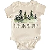 NOFO VIBES Tiny Adventure Travel Baby Bodysuit –Cute Infant Outfit, Unisex Cotton Baby Clothes, Short Sleeve Newborn Bodysuit