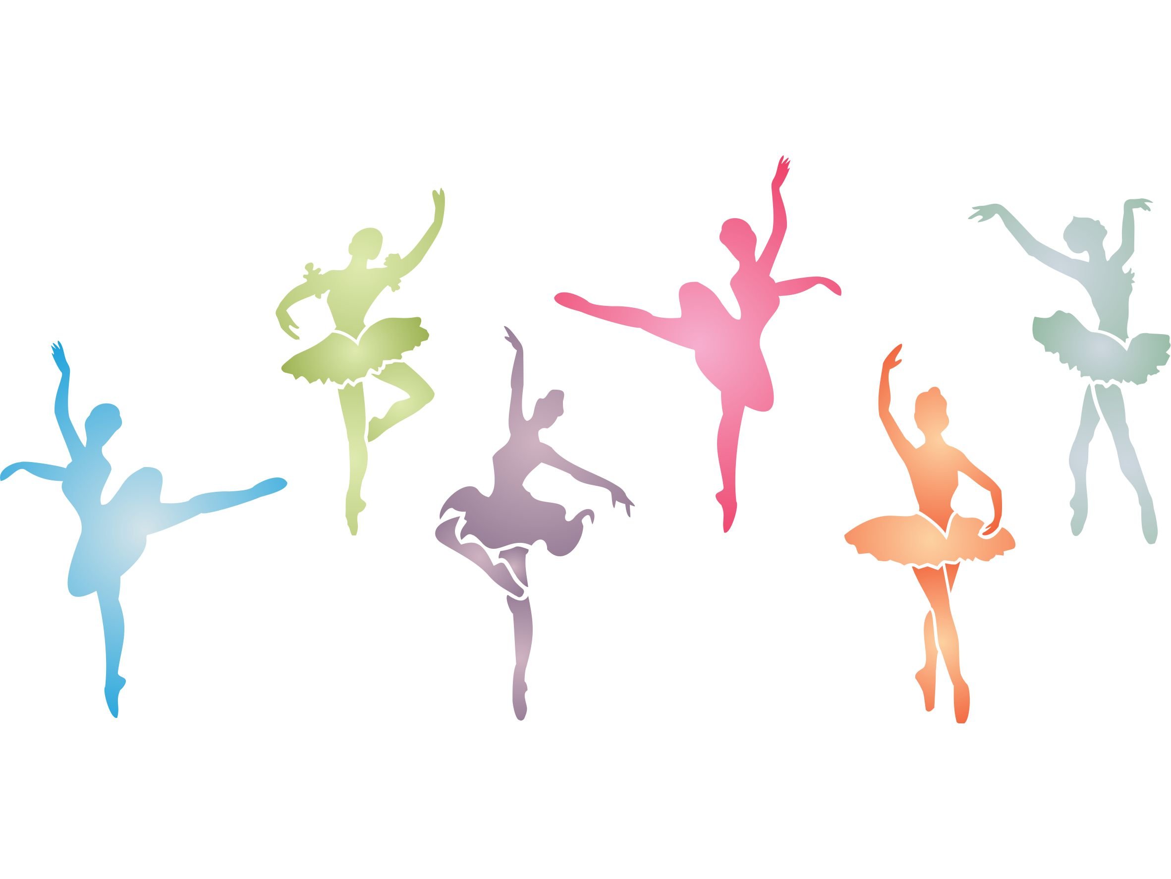 Ballerinas Stencil - 34 x 16.5cm - Reusable Girls Ballet Dancer Wall Stencil Template