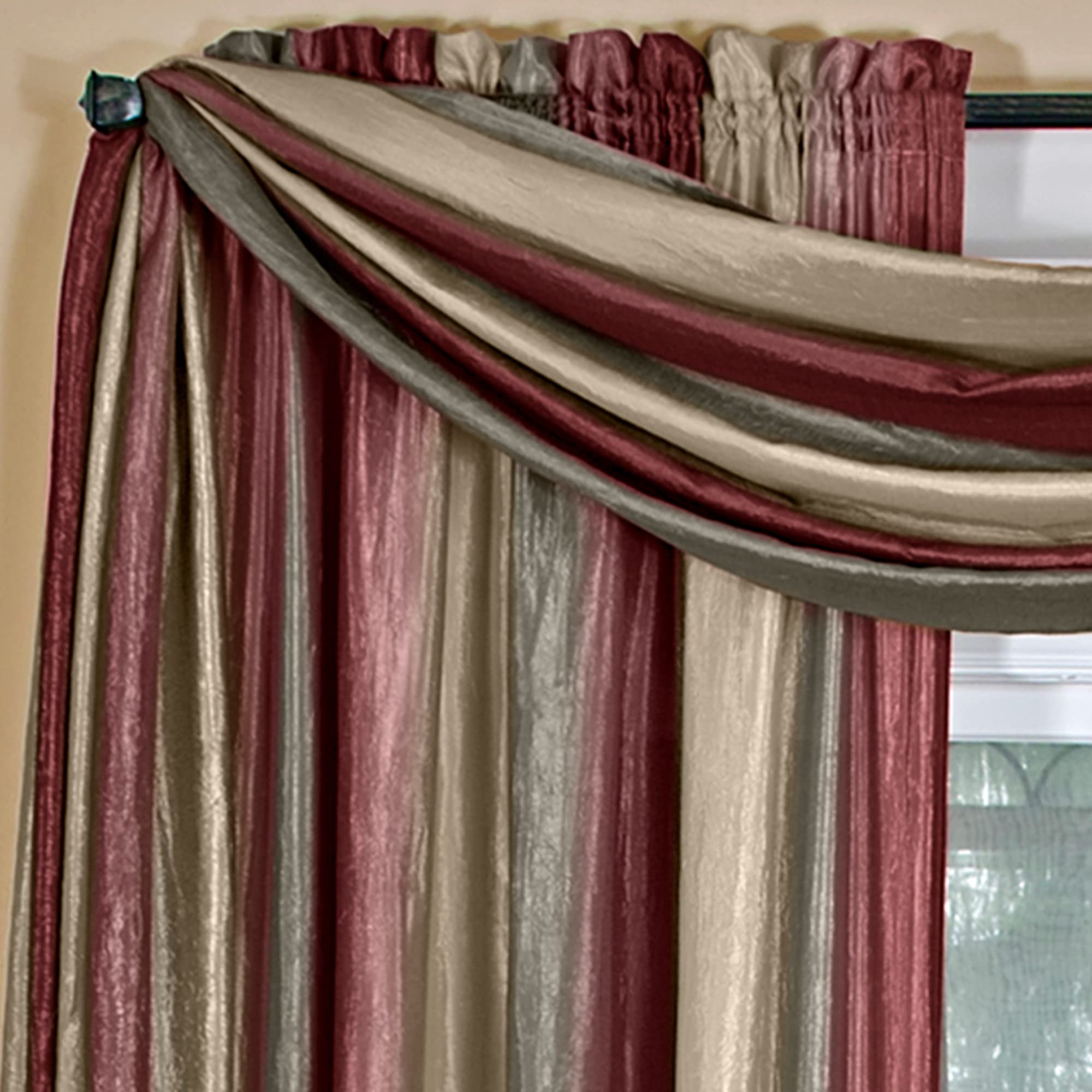 Sheer Window Scarf Valance - 50 Inch Width x 144 Inch Length (Burgundy) - Light Filtering Polyester Curtain Scarf - Lightweight Drapes for Living Room, Bedroom & Dining Room by Achim Home Decor