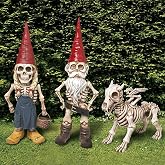 brableewear Skeleton Garden Gnomes Statue Zombie Gnome Sculptures Resin Dwarf Figurines Horror Halloween Ornaments