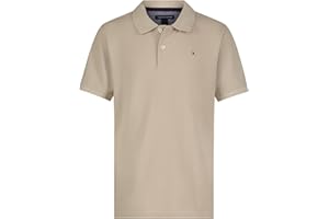 Tommy Hilfiger Boys' Short Sleeve Pique Ivy Polo Shirt, Button Closure, Soft & Comfortable