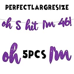 Oh S*it I’m 46! Banner Backdrop Glitter Purple