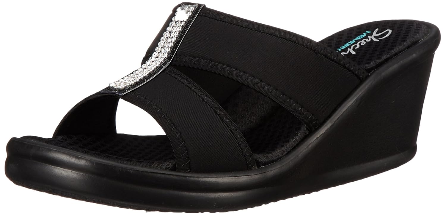 Skechers Cali Women s Rumblers Risk Taker Wedge Sandal Black 8.5 W US | eBay