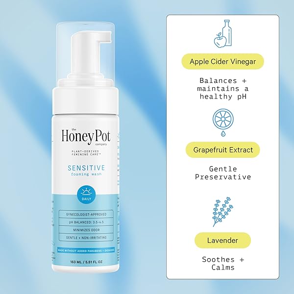 THE HONEY POT COMPANY – SENSITIVE FEMININE WASH – HERBAL INFUSED – PH BALANCED PLANT BASED NATURAL HYGIENE PRODUCTS – 5.51 FLUID OZ