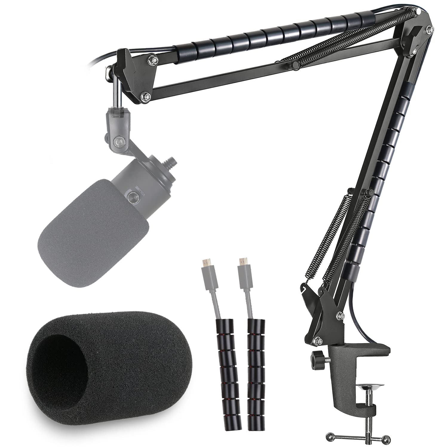 K669 Microphone Boom Arm Mic Stand, Mic Cover Foam Mic Windscreen Compatible with FIFINE K669 669B USB Microphone to Recording&Streaming by YOUSHARES