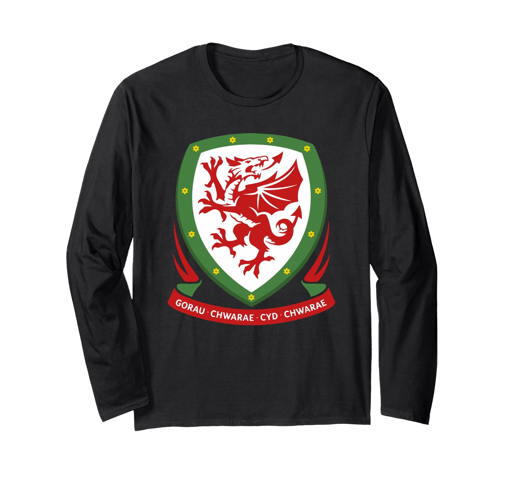 Wales National Football Long Sleeve T-Shirt, Adult Unisex, Black, Large