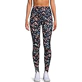 Avia Activewear Women's Print Leggings with Side Pockets (as1, Alpha, x_s, Regular, Regular, Black Floral, XS)