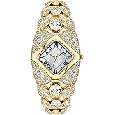 BESTKANG Elegant Women's Luxury Watch Rhombic Square Rhinestone Bracelet Roman Numerals Dial Quartz Watch Ladies Dress Analog Wrist Watches for Women