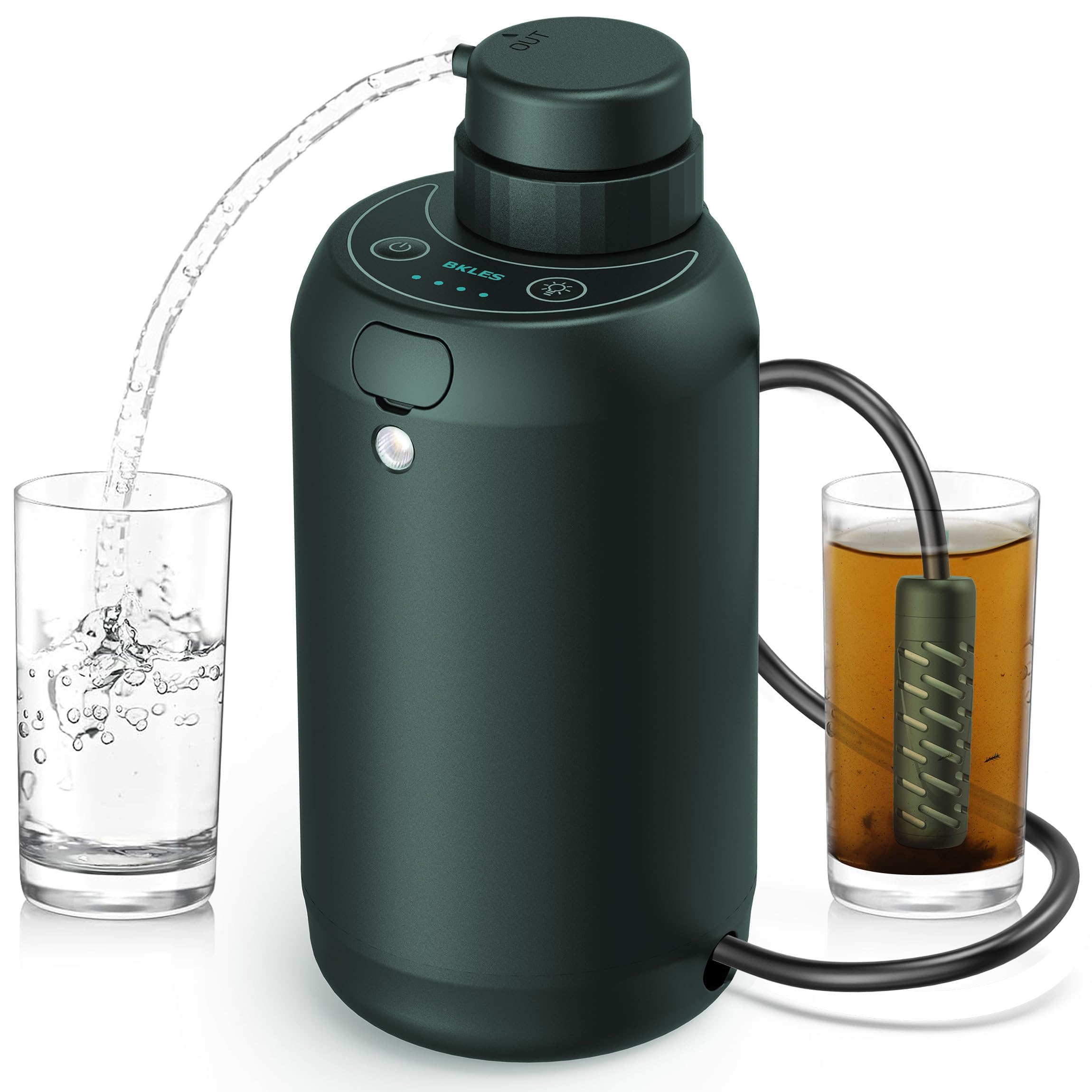 Photo 1 of BKLES Camping Water Filter – Water Filtration System Survival with 0.01 Micron, 6-Stage Portable Water Filter, Electric Emergency Water Purifier with SOS Light for Hiking, Travel, Backpacking – Green