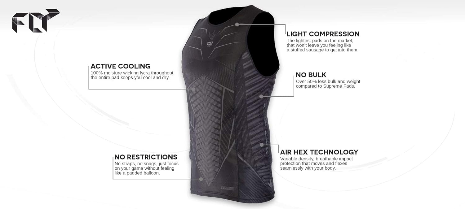 Bunkerkings Fly Compression Lightweight Sleeveless Top/Chest Protector - Black : Clothing