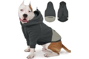 Nanaki Dog Hoodies for Large Dogs with Pocket, Long Sleeves Fleece Pullover, Adjustable Half-Zip Collar Large Sweatshirt Hooded, Soft Cozy Hoodie Fleece Lining, Dobermann Clothes for Winter Grey 3XL