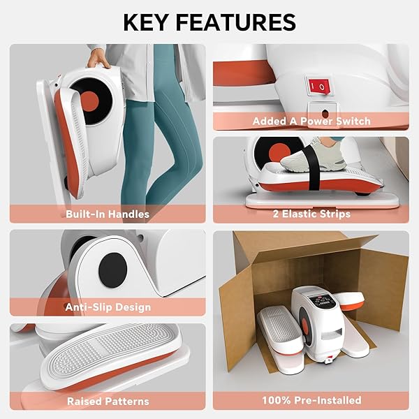 UNDER DESK ELLIPTICAL MACHINE, ELECTRIC EXERCISER PRO WITH 16 ADJUSTABLE SPEED, QUIET AND FULLY ASSEMBLED WITH REMOTE CONTROL & NON-SLIP FOOT STRAPS WHITE