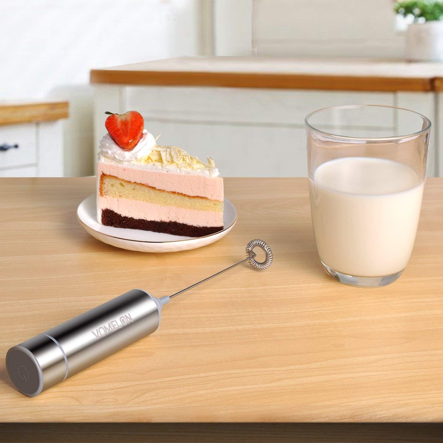 Milk Frother Handheld, Battery Operated Travel Coffee Frother Milk Foamer Drink Mixer with 2 Stainless Steel Whisks for Hot Chocolate, Batteries Included, Silver: Arts, Crafts & Sewing