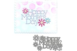 Ammsochy Cutting Dies Kit English Words Metal Stencils Scrapbooking Tools DIY Craft Embossing Template for Paper Card Making Album Arts Supplies (Happy Mothers Day-11.9x6.5cm)