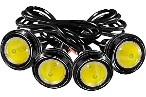 JRQLOV 4Pcs 23mm DC 12V Black shell Eagle Eye Cob LED Car Fog DRL Daytime Running Light Backup Reverse Tail Rock Lights Headlights Signal Lamp Small bulb diy use for car and motorcycle (White)