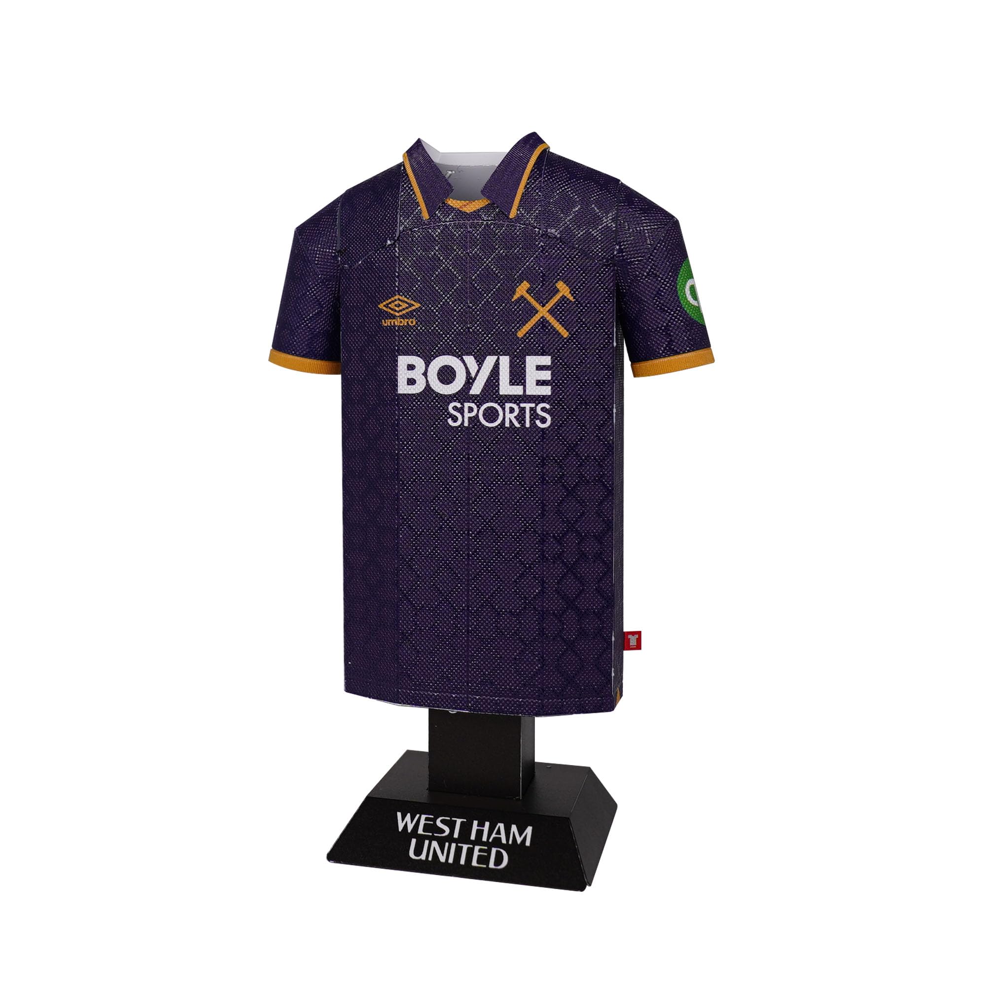 West Ham United FC 25/26 Third Metal Football Shirt - Officially Licensed Miniature Alloy Replica Jersey Collectible Display Gift - Personalise Customisable Name & Number Decals