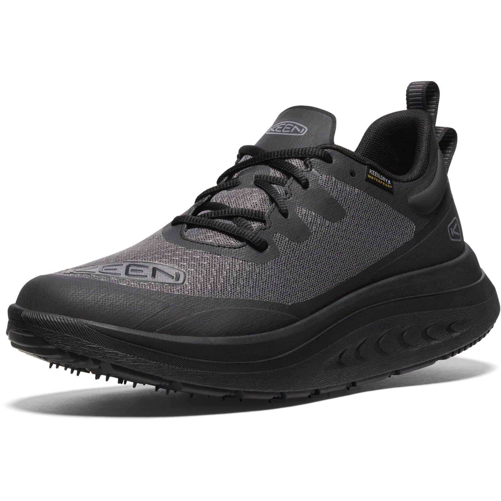 KEEN Women's WK400 Performance Waterproof Walking Shoes, Triple Black, 8.5