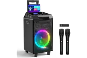 VeGue Karaoke Machine, Bluetooth Speaker PA System for Adults & Kids with 2 Wireless Microphones, 8'' Subwoofer, Wireless Singing Machine for Christmas Party, Wedding, Gathering(VS-0866)