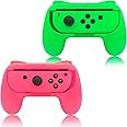 FYOUNG Hand Grips Compatible with Switch/Switch OLED Model Controllers, Grip Compatible with Switch Joy Con- Green and Pink (2 Packs)