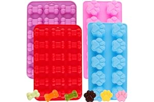 WINERMING Puppy Dog Paw Bone Silicone Mold, Baking Mold, Used for Jelly, Candy, Chocolate,Ice Cube, Can Bake Dog Snack Biscuits