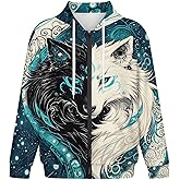 PUNUVOMY Mens Cool Novelty 3D Graphic Full Zip Up Hoodie Streetwear Oversize Hooded