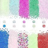 OLYCRAFT 150g 2mm Glass Bubble Beads No Hole Colorful UV Resin Bubble Beads Water Droplet Bubbles Bead Glass Seed Bead for Resin Crafting and Nail Arts Jewelry Making - 10 Colors