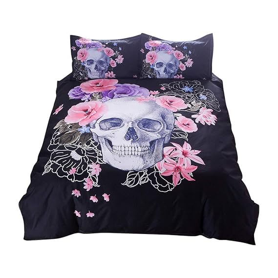 Dtuta Taro-Blumendruck 3D KissenbezüGe Bettlaken Set Ganzjahr BettwäSche BettbezüGe Junge Schmutzig Schwarz