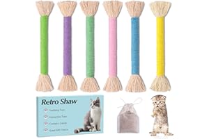 Retro Shaw Kitten Toys 6 Pcs Cat Chew Rope,Bite-Resistant Sisal Rope Natural Catnip Toy,Safe Kitten Teething Toys for Indoor Cats,Interactive Cat Nip Pet Toys 6.1 in