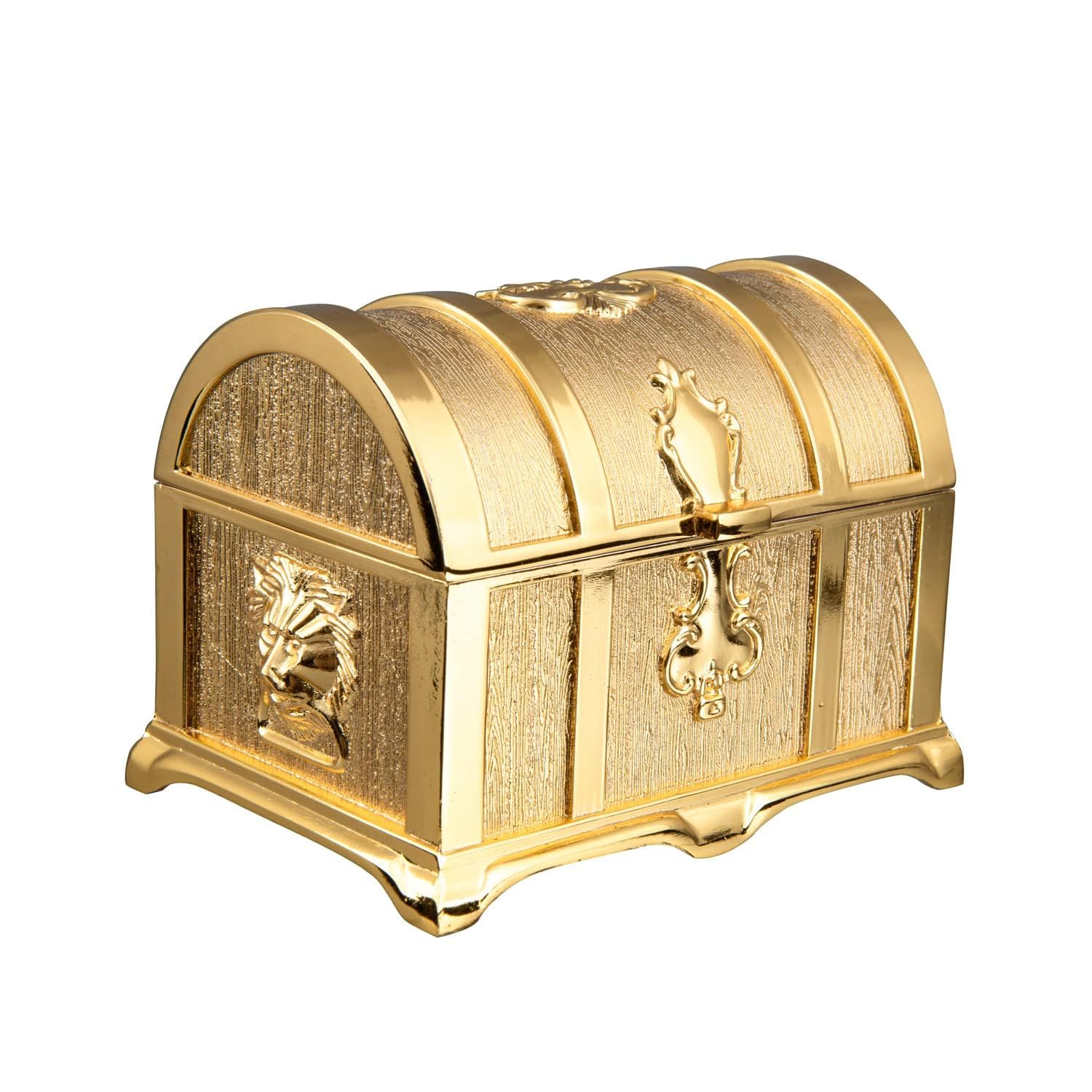 Photo 1 of Feyarl 3.9inch Vintage Gold Treasure Box Jewelry Trinket Organizer Collection Keepsake Ring Earrings Decorative Box Stones Chest Case for Girl Women