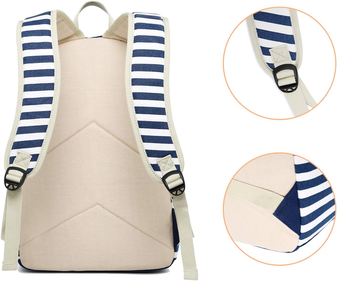 Canvas Student Backpack Unisex College Bookbag Back Bag with USB