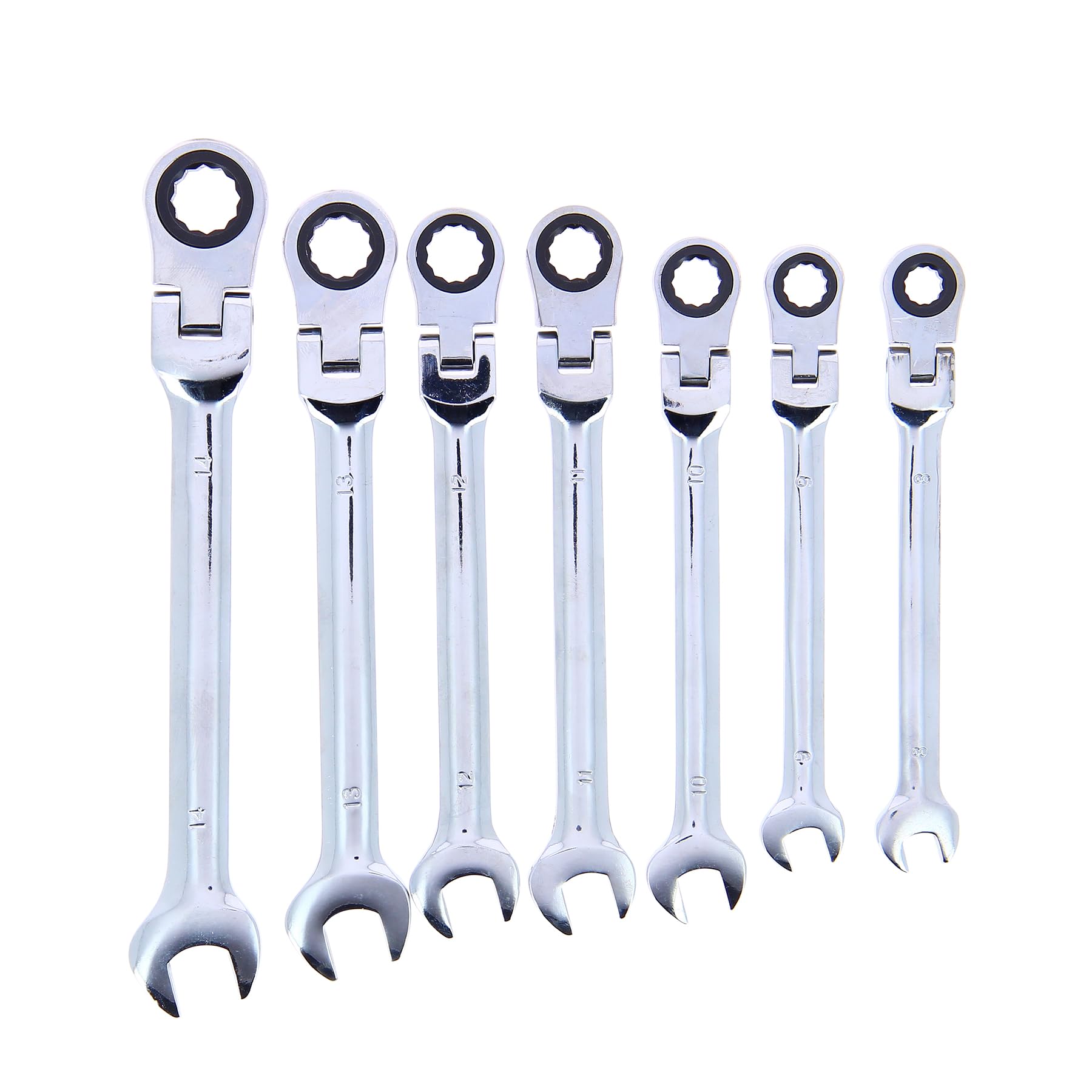 PRECISION-STEEL 211444 7 Ratchet Combination Spanners 8, 9, 10, 11, 12, 13, 14 mm