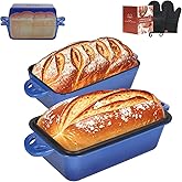 AILITOR 9x5 Enameled Cast Iron Loaf Pan with Lid - 2 in 1 Sourdough Bread Pan for Homemade Baking