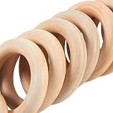 DDSHUN 20 Pcs Unfinished Wooden Rings 55mm Natural Round Craft Connectors view 3