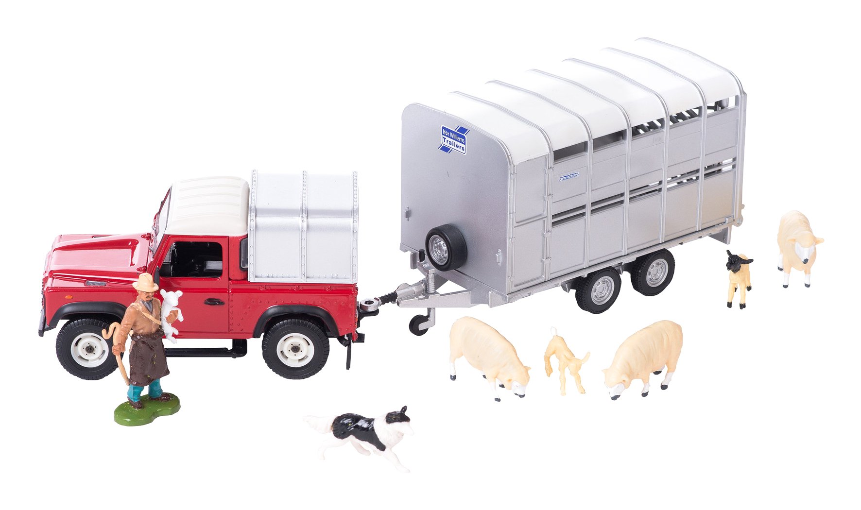 Britains 1:32 Sheep Farm Playset Collectable Farm Animals for Toddler, Farm Animal Toys with Land Rover 90 and Trailer, Farmer, Sheep and Sheepdog, Suitable for Collectors & Children from 3 Years Old
