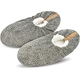 DICUIRD Mens Soft Soles Slipper Socks With Grippers, Cozy&Warm Sherpa Lining Slippers With Non Skid Bottoms, Fuzzy House Slippers