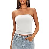 Darong Womens Padded Tube Tops Bulit in Bra Strapless Crop Tops Bandeau Double Lined Basic Going Out Tank Top