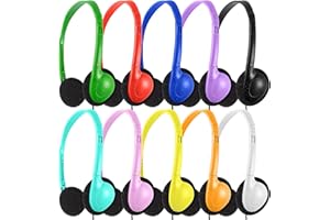 XOSDA Classroom Headphones Bulk 10 Pack Multi Color for Kids School, Wholesale Class Set Durable Earphones for Students Children Toddler Teens Boys Girls and Adult (LS04,10 Mixed)