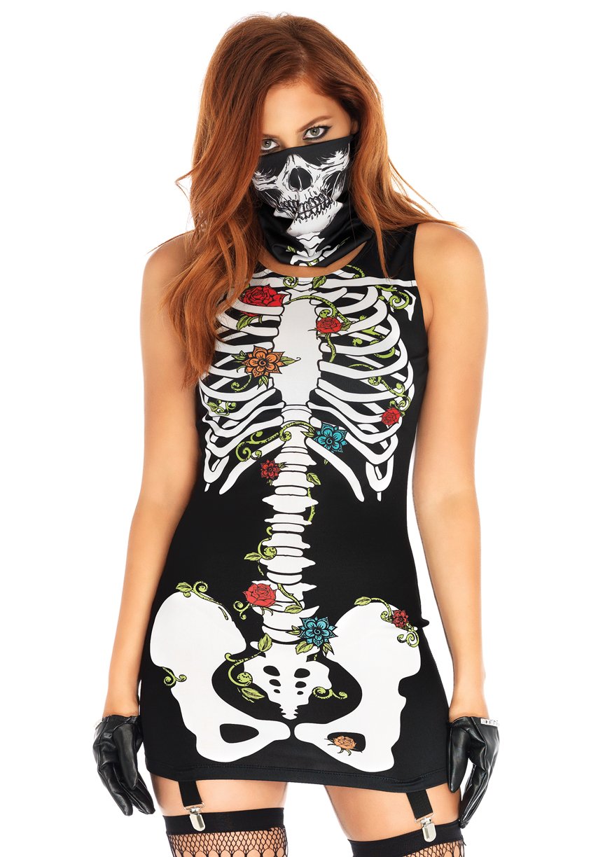 Leg Avenue Bones-n-Roses Costume, Medium/Large