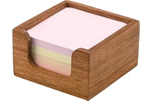 Chicvilla Acacia Wood Sticky Note Holder, 3x3 Post It Note Dispenser with Anti-Slip Pads, Natural Wooden Memo Organizer for Office Home School (3.5“x3.5"x2")