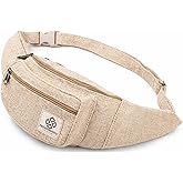 Freakmandu Eco-Friendly Boho Hippie Style Hemp Fanny Pack White Hip Waist Bag for Hiking Running Jogging (Nirvana)