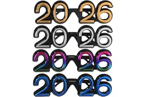 IMIKEYA 4pcs Glitter New Years Year's Eve Glasses: 2026 Number Eyeglasses Holiday Funny Eyewear for Party Favors Photo Props 