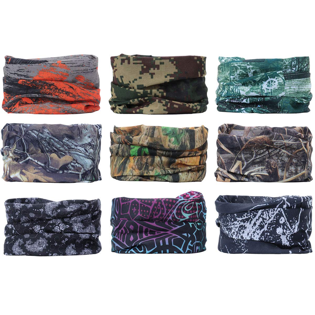 YouGa Multifunctional Headband - 6/9/12 Elastic Tube Scarf Headwear UV Resistance 3D Magic Mask, Seamless Headbands Bandana, Sports Headwrap Balaclava