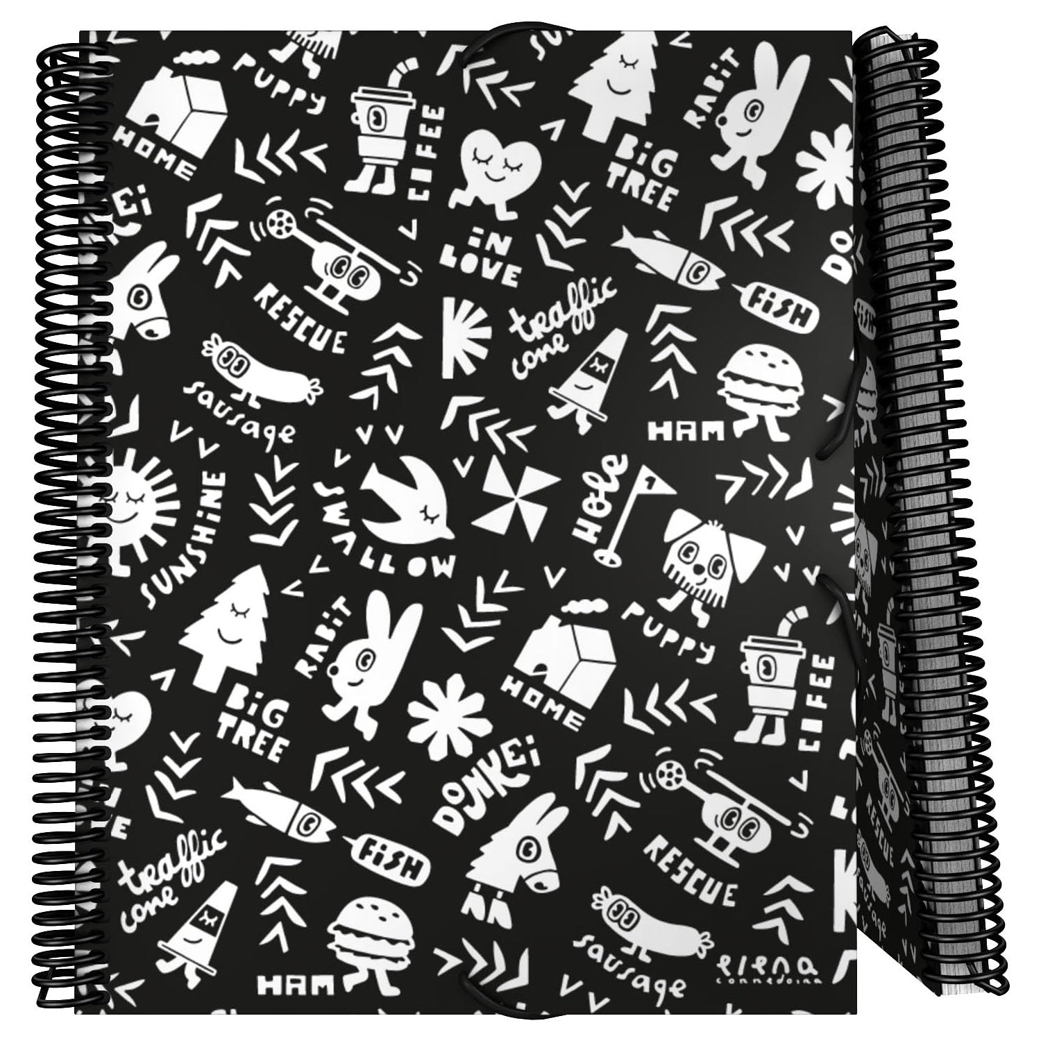 Grafoplás School Folder with Transparent Pockets A4 Flexible Cover PVC Spiral 30 Polypropylene Inserts Elements Collection by Elena Corredoira Maxiplás